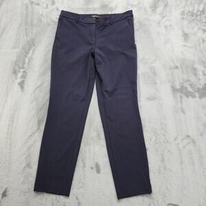 Dalia Pants Womens 10 Blue Mid Rise Slim Leg Crop Stretch Office Preppy Career